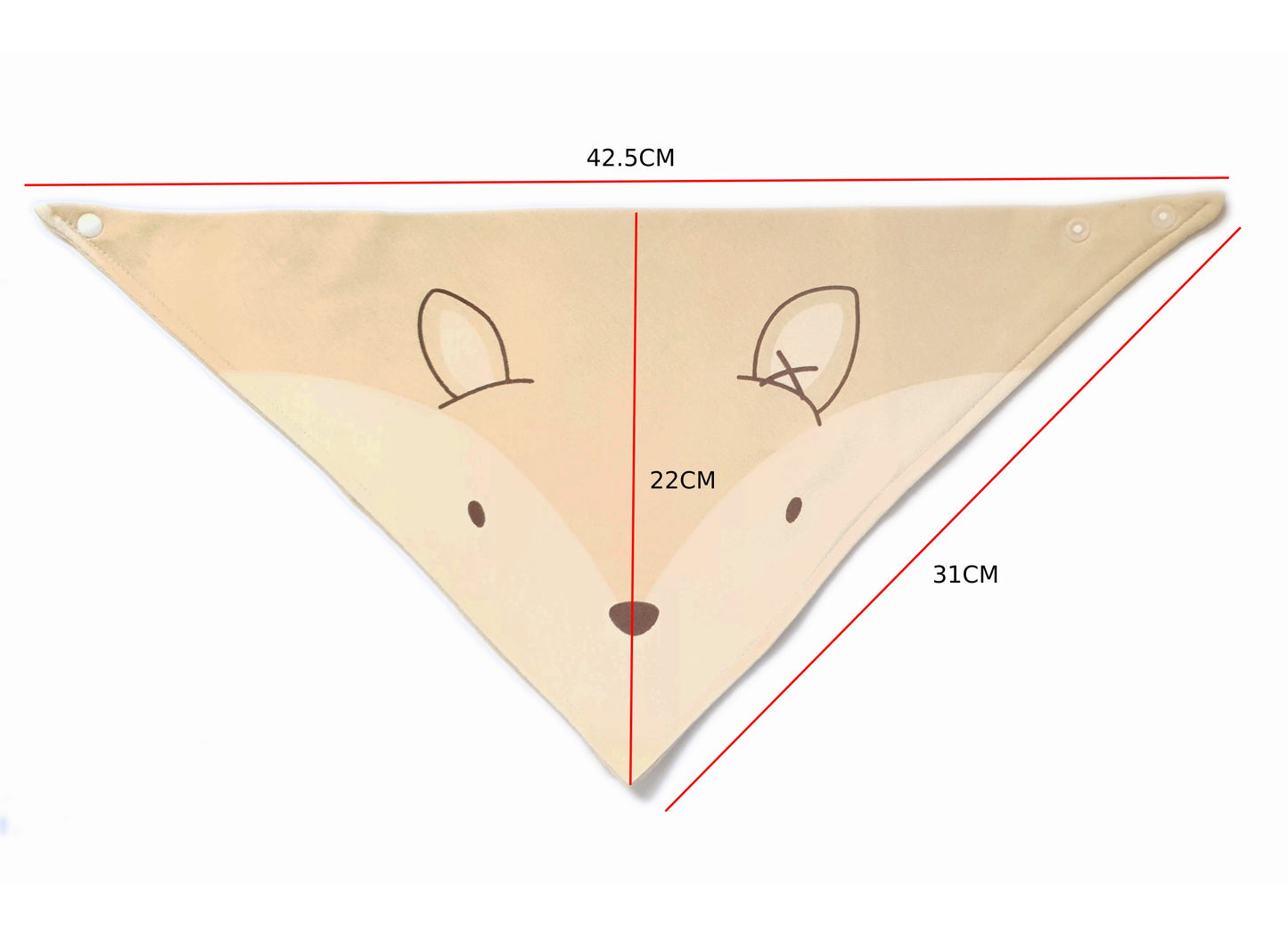 Cute Beige Colour Fox Printed Dog Bandana With Popper Fastening