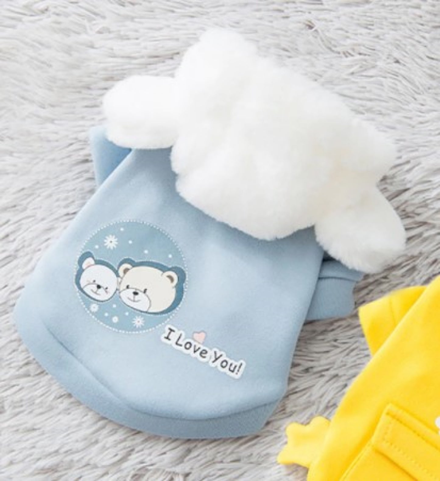 Light Blue Sweater With White Hoodie for Small Dog/Cat