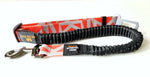 Red And Grey Adjustable Dog Seat Belt With Elastic Bungee Lead