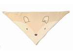 Cute Beige Colour Fox Printed Dog Bandana With Popper Fastening