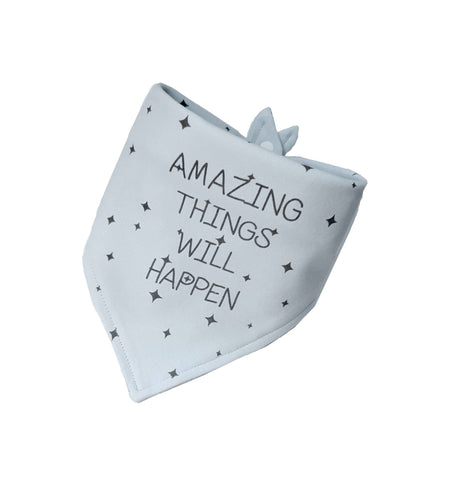 Light Blue 'Amazing Things Will Happen' Bandana With Popper Fastening