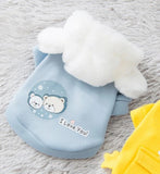 Light Blue Sweater With White Hoodie for Small Dog/Cat